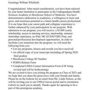 Williams Whitfield MEdical Internship